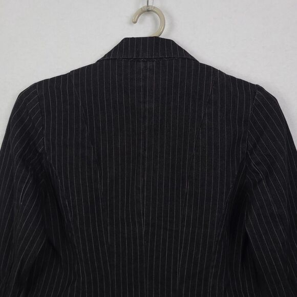 Lauren Ralph Lauren LRL Blazer Womens M Black Pinstripe Single Vent 3 Button Y2K - Picture 11 of 14